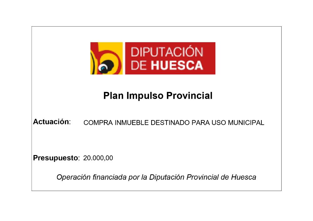 Imagen Obra financiada con cargo al Plan de Impulso Provincial de la Diputación Provincial de Huesca