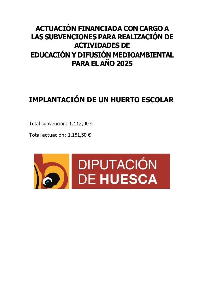Imagen Subvención DPH para implantación de un huerto escolar