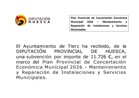 Imagen El Ayuntamiento de Tierz ha recibido una subvención de 11.726 euros,...